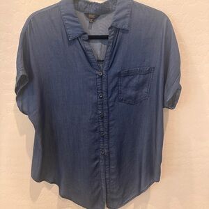 Blue Tencel Tie Front Denim Shirt.  NWOT.